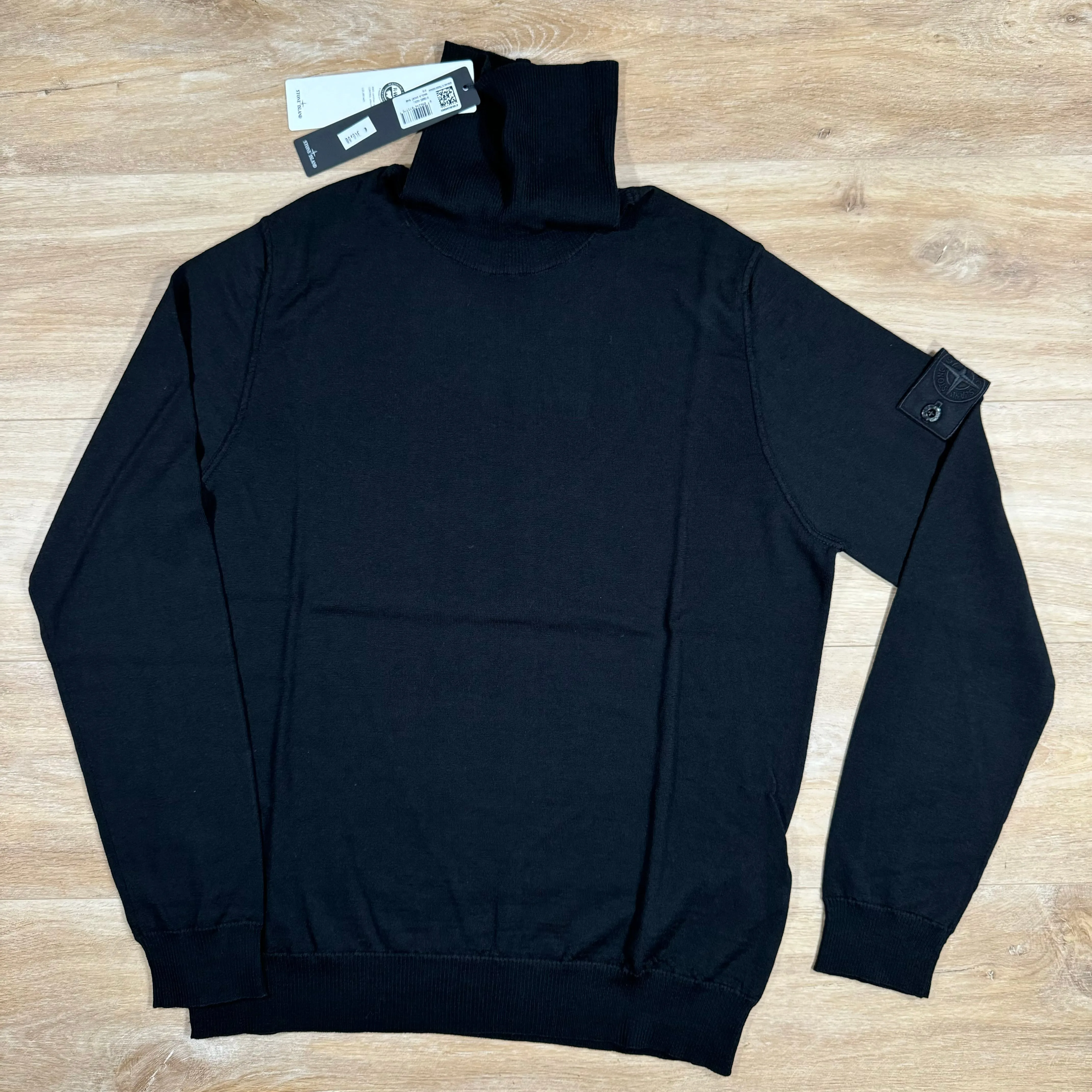 Stone Island Light Wool Ghost Turtleneck Jumper in Black