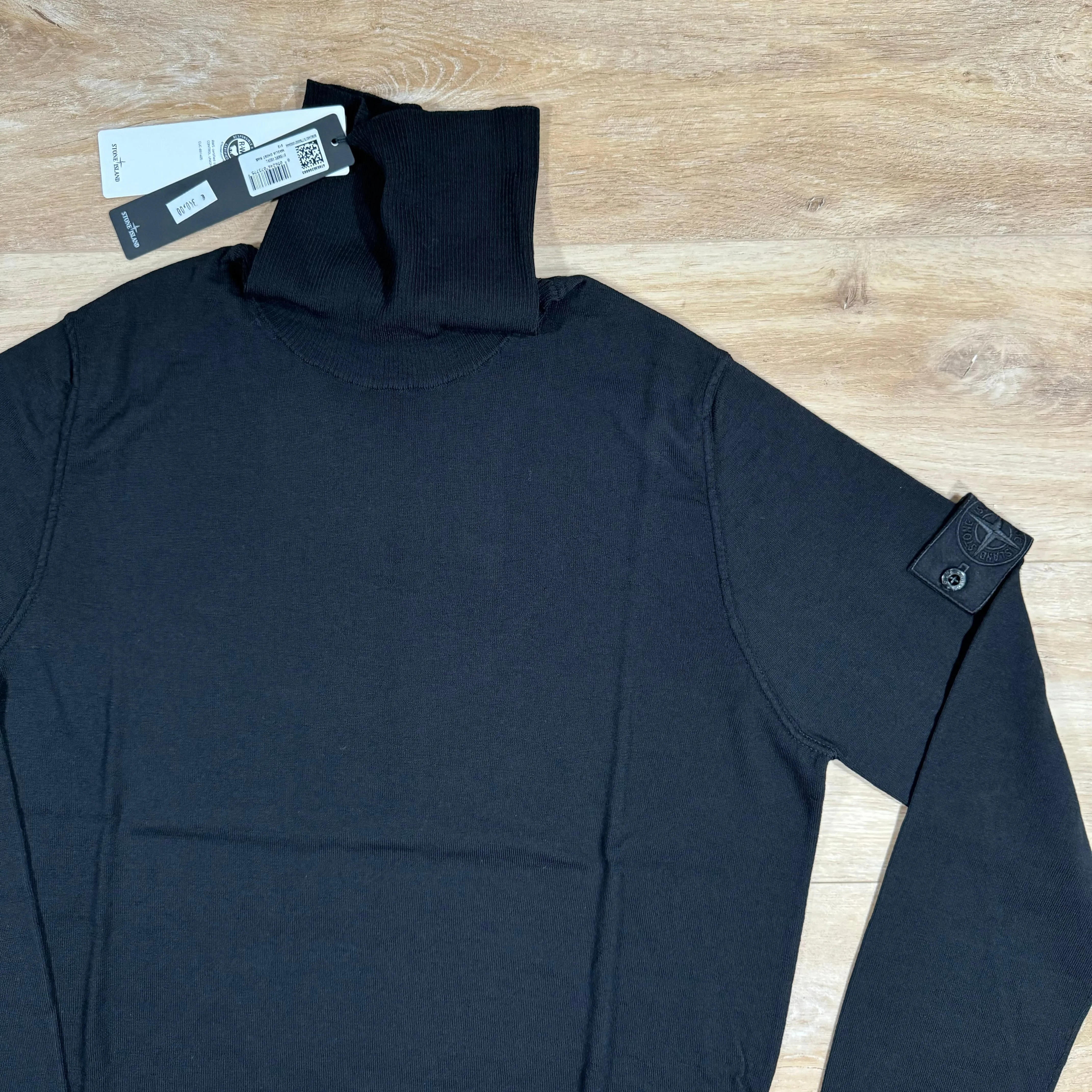 Stone Island Light Wool Ghost Turtleneck Jumper in Black