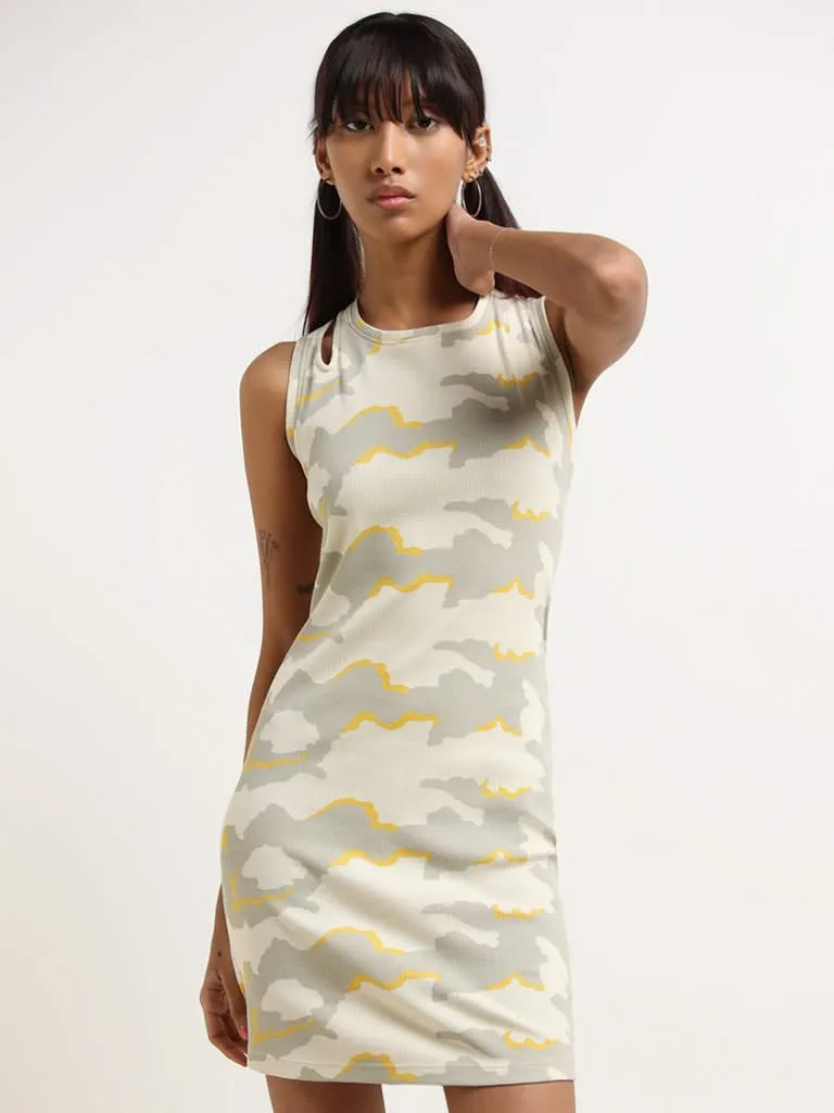 Studiofit Multicolour Printed Cotton Blend Bodycon Dress