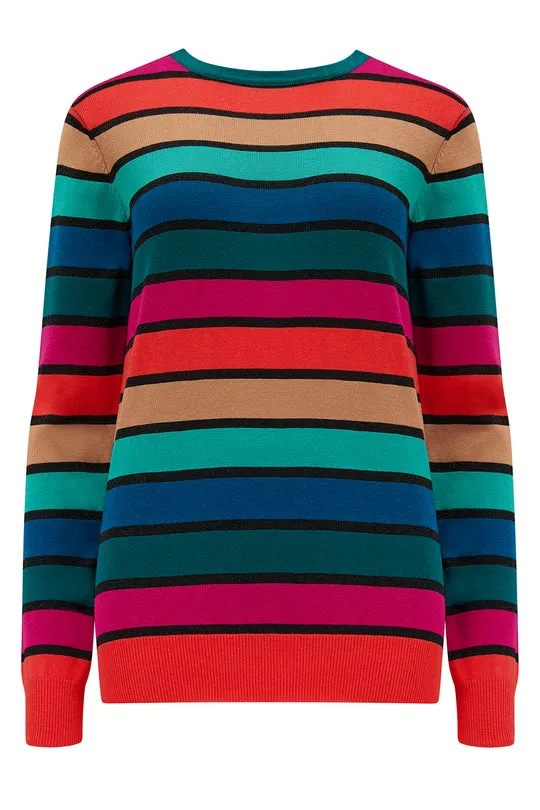 Sugarhill Brighton Multi Rainbow Stripes Astrid Jumper