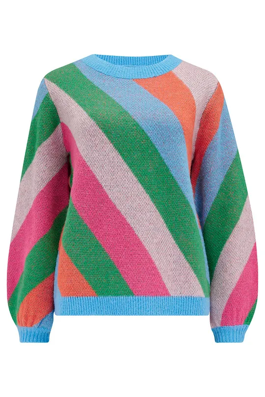 Sugarhill Brighton Multicoloured Diagonal Stripe Essie Jumper