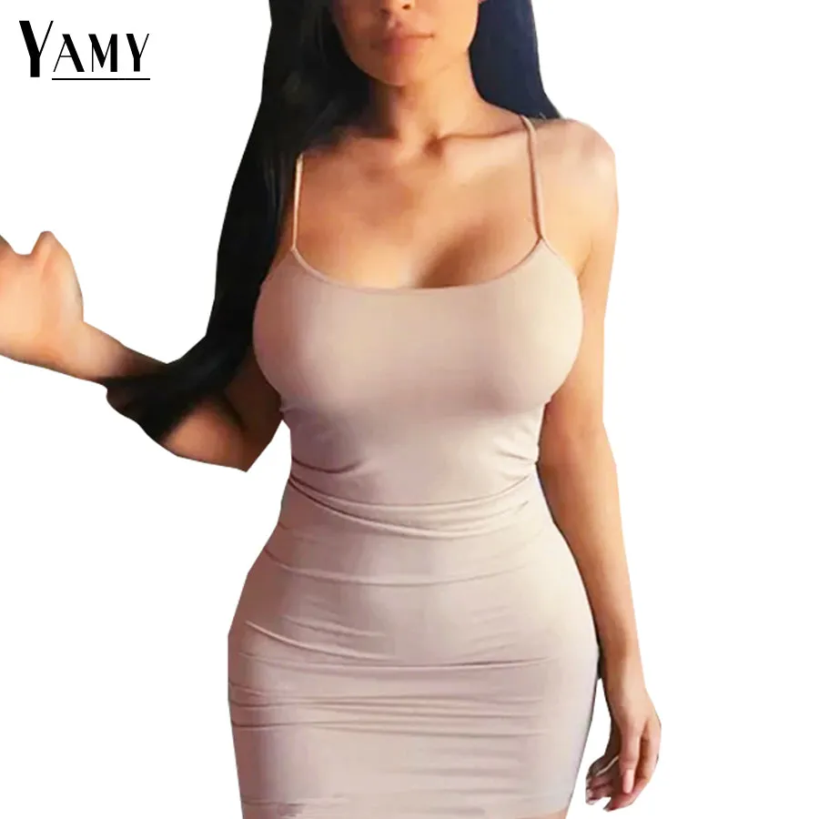 Summer Sexy Cami bodycon dresses women sleeveless o neck backless mini beach dress 2017 New arrival women dress vestidos