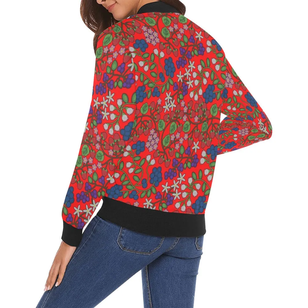 Takwakin Harvest Fire All Over Print Bomber Jacket for Women