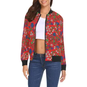 Takwakin Harvest Fire All Over Print Bomber Jacket for Women