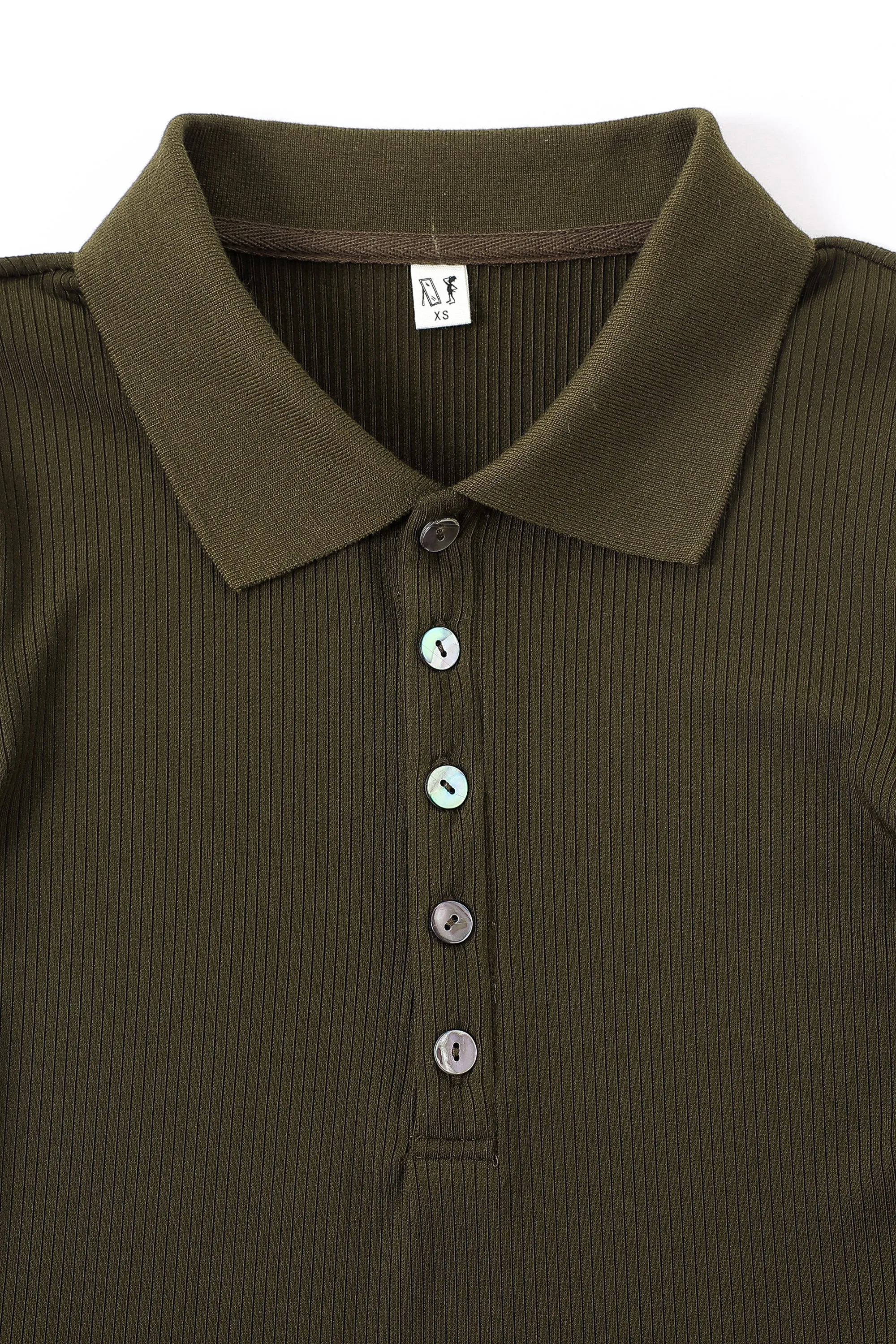 Tencel Long Sleeve Polo Coffee