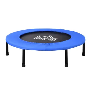 Trampoline Aerobic Rebounder Indoor Outdoor Fitness Round Jumper 91cm, Compact, w/ Sponge Edge, Blue