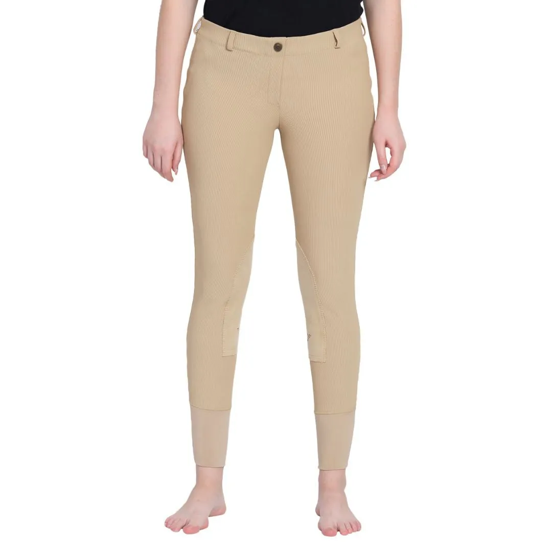 TuffRider Ladies Ribb Lowrise Pull-On Knee Patch Breeches