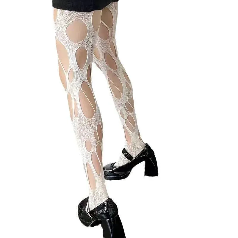 Unique Cut Out Tights | Hollow Out Fishnet Tights | Punk & Gothic Outfits