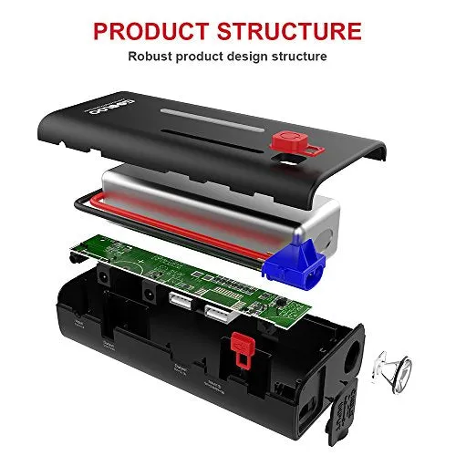 Upgraded Car Jump Starter, GOOLOO 800A Peak 18000mAh (Up to 7.0L Gas or 5.5L Diesel Engine) Portable Auto Battery Booster Power Pack Phone Charger with Quick Charge 3.0, Built-in LED Light