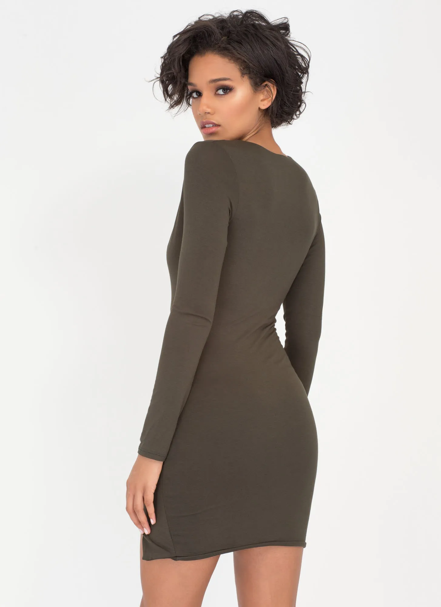 V Yourself Plunging Slit Minidress