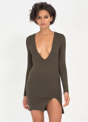 V Yourself Plunging Slit Minidress