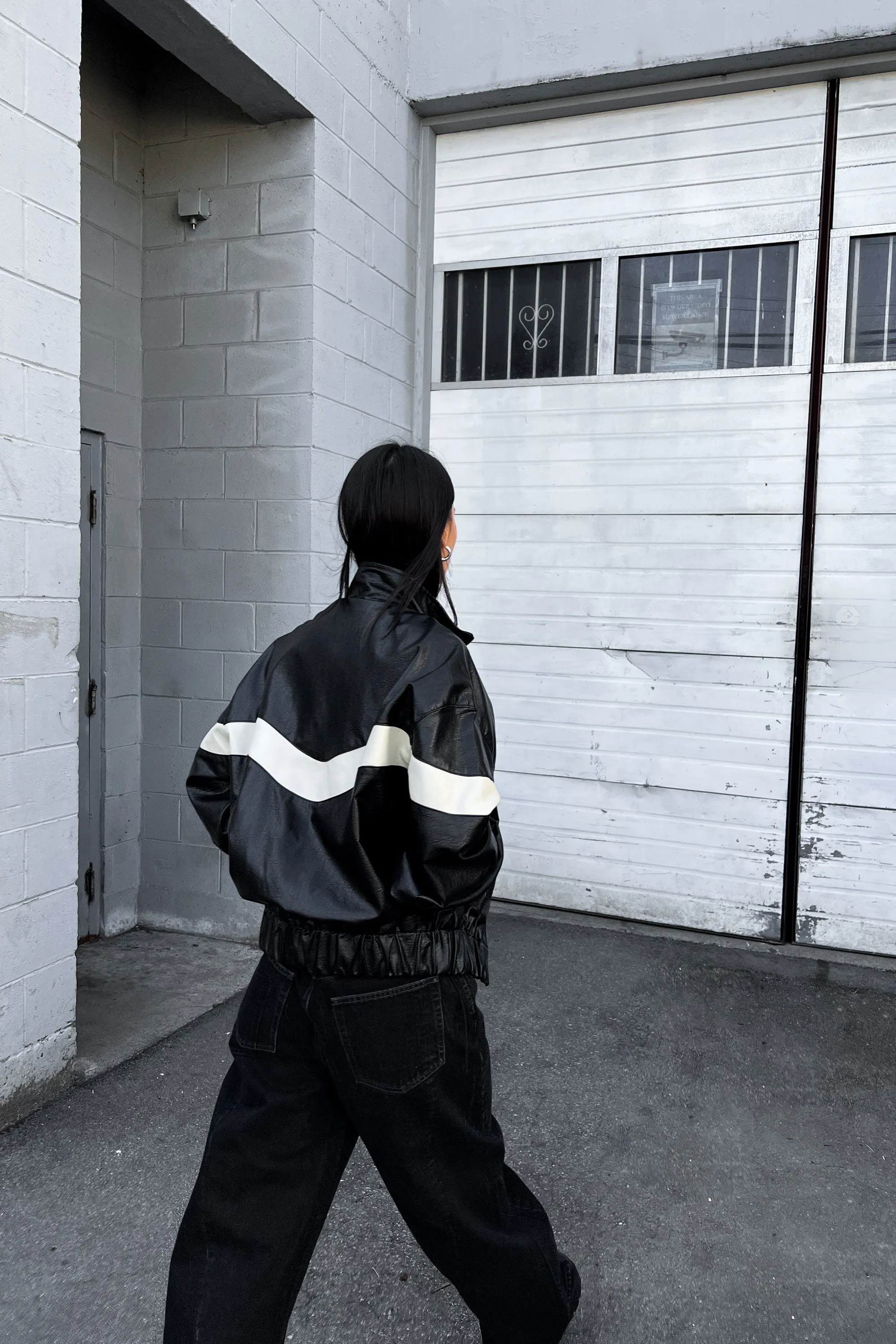 VEGAN LEATHER MOCKNECK RACER JACKET