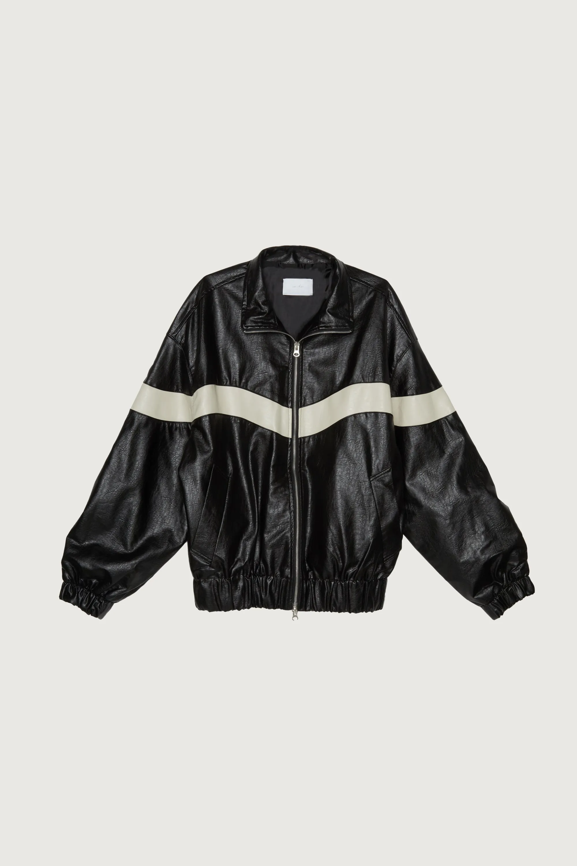 VEGAN LEATHER MOCKNECK RACER JACKET