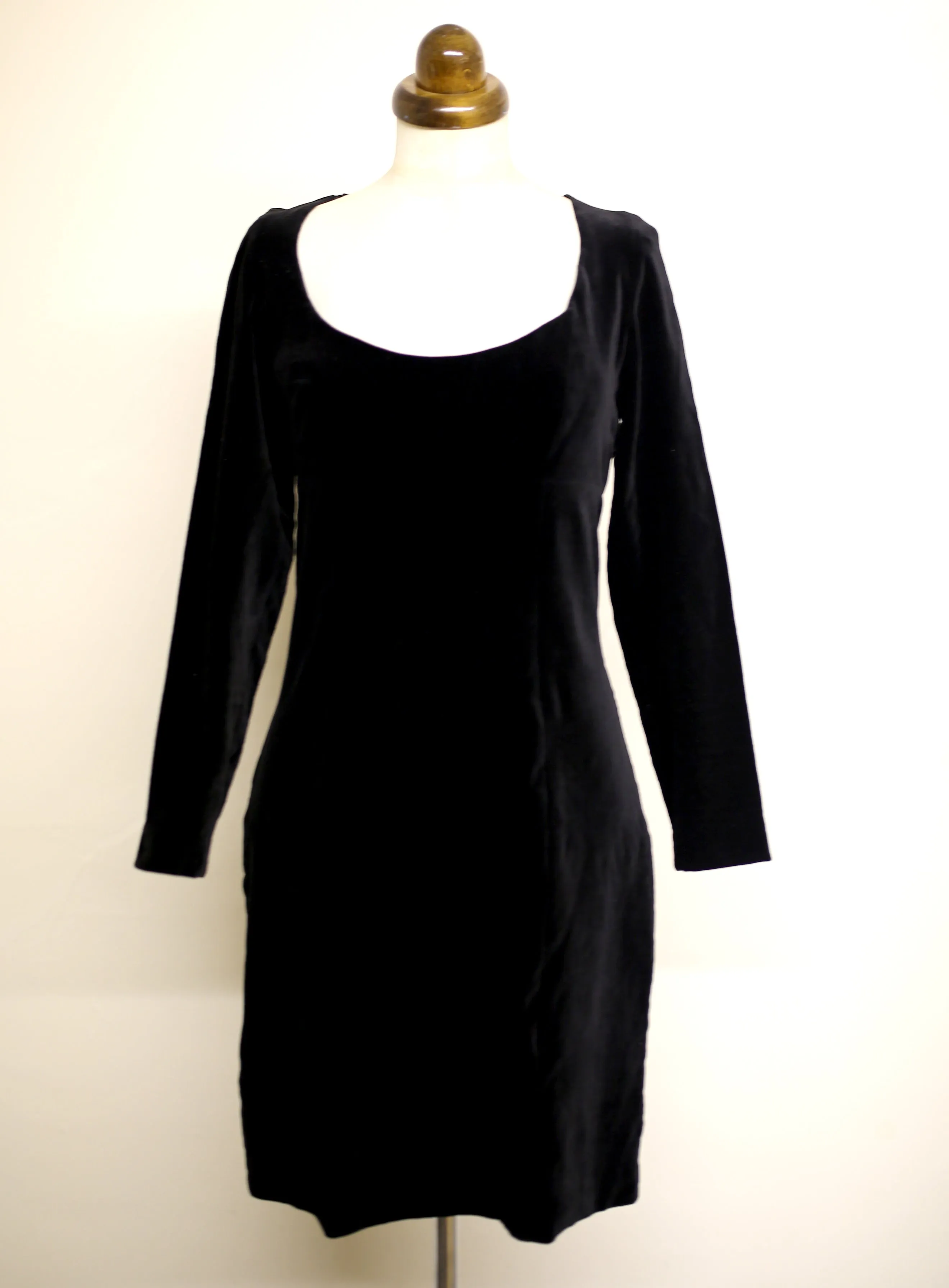 Vintage 1980s Black Velvet Bustle Dress