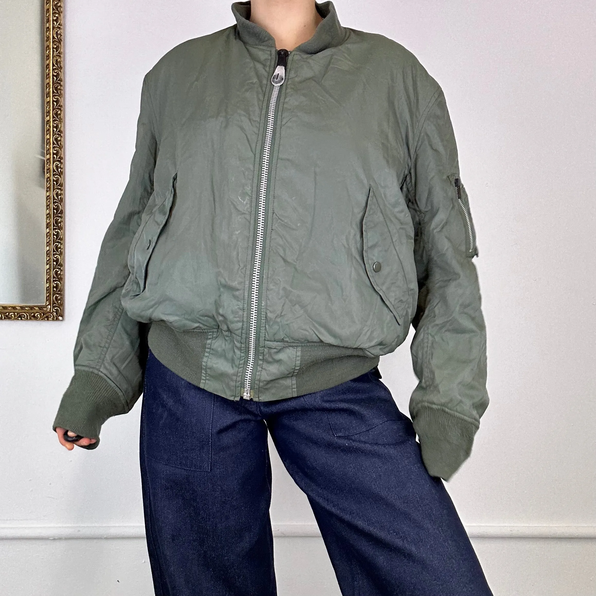 vintage alpha bomber khaki jacket