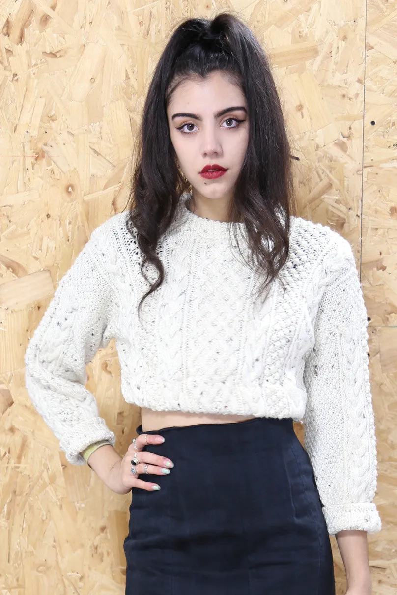 Vintage Aran Knitted Cropped Jumper