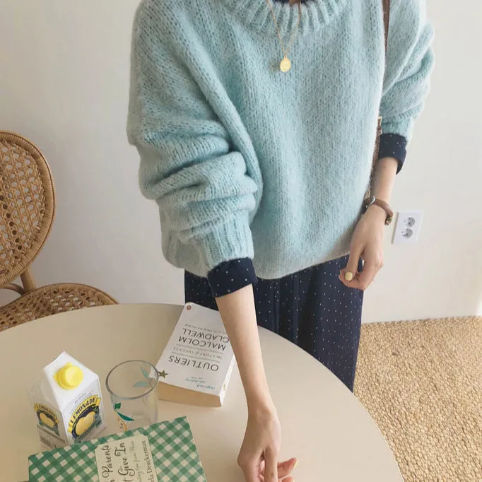 Wenkouban 2000s fashion Trendy Comfy Designer Oversize Knitted Crewneck Jumper Sweater