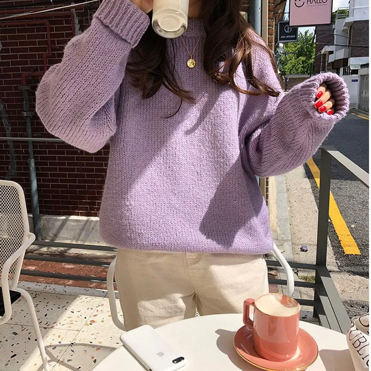 Wenkouban 2000s fashion Trendy Comfy Designer Oversize Knitted Crewneck Jumper Sweater