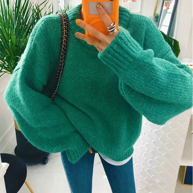 Wenkouban 2000s fashion Trendy Comfy Designer Oversize Knitted Crewneck Jumper Sweater