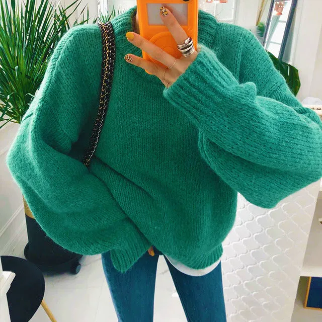 Wenkouban 2000s fashion Trendy Comfy Designer Oversize Knitted Crewneck Jumper Sweater