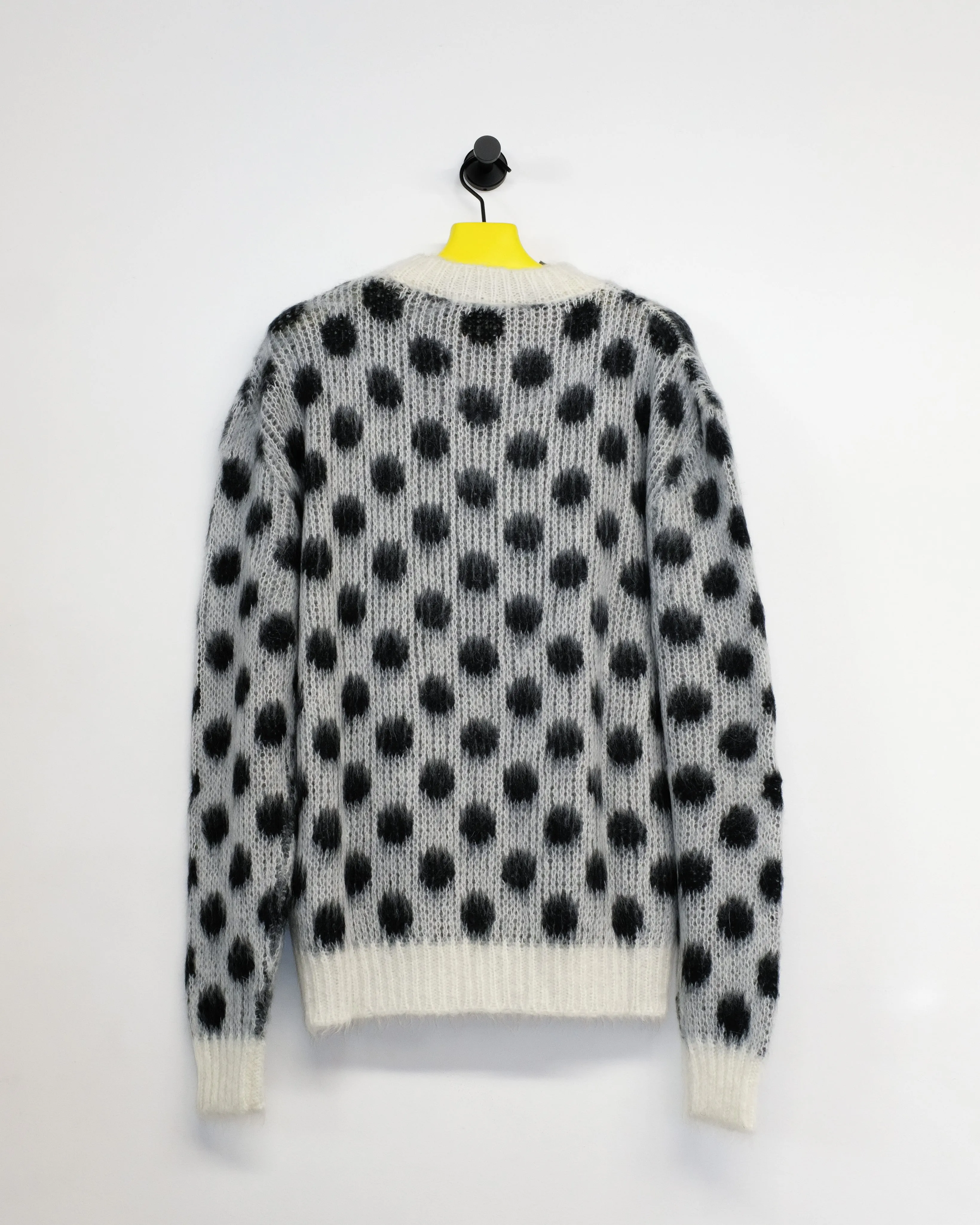 White Polka Dots Mohair Knit Sweater