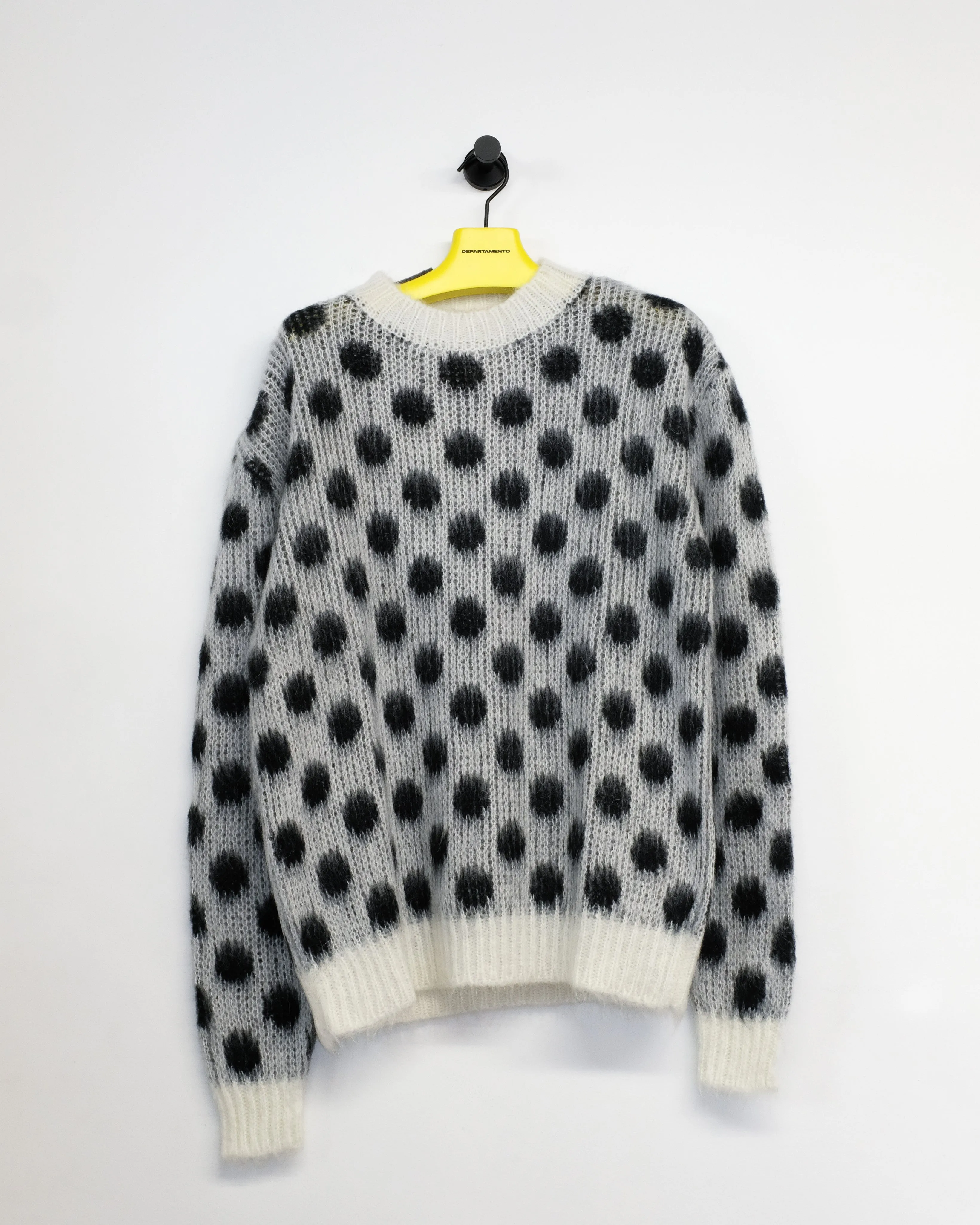 White Polka Dots Mohair Knit Sweater