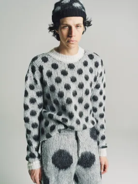 White Polka Dots Mohair Knit Sweater