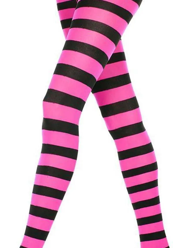 Wide Striped [Black/Pink] | TIGHTS