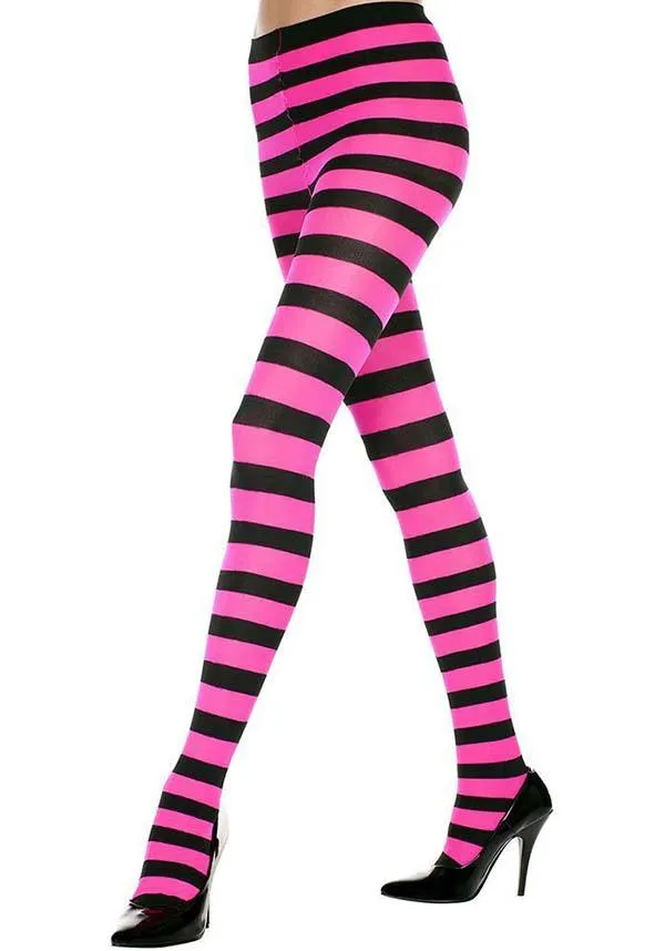 Wide Striped [Black/Pink] | TIGHTS