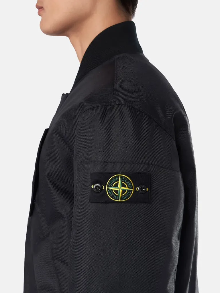 Wind-Resistant Down Bomber Jacket - Black