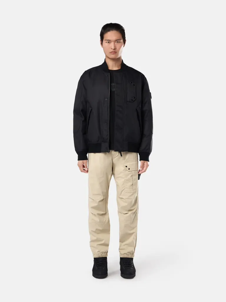 Wind-Resistant Down Bomber Jacket - Black