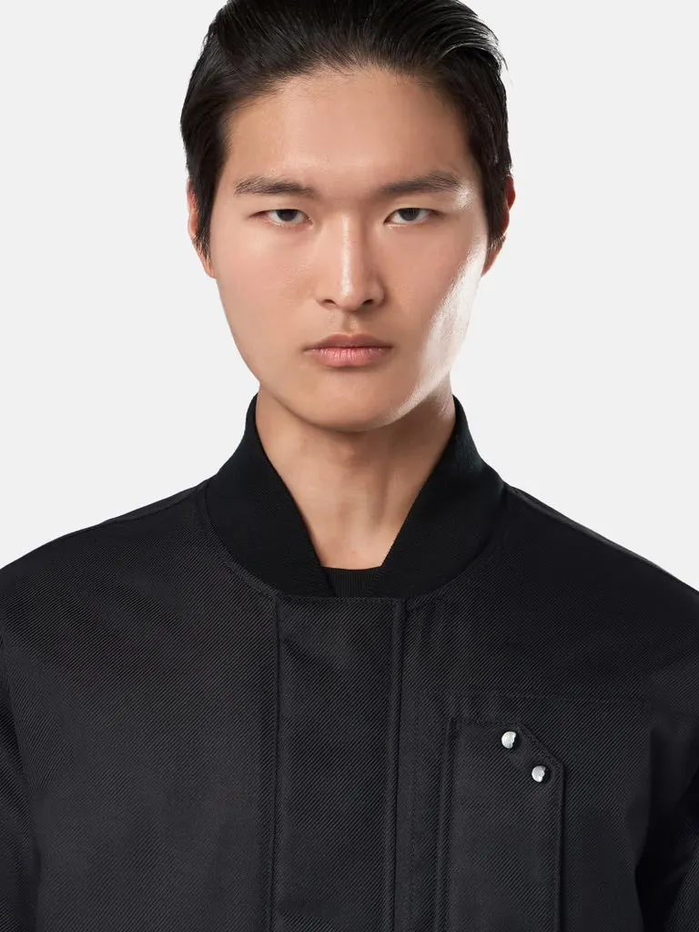 Wind-Resistant Down Bomber Jacket - Black