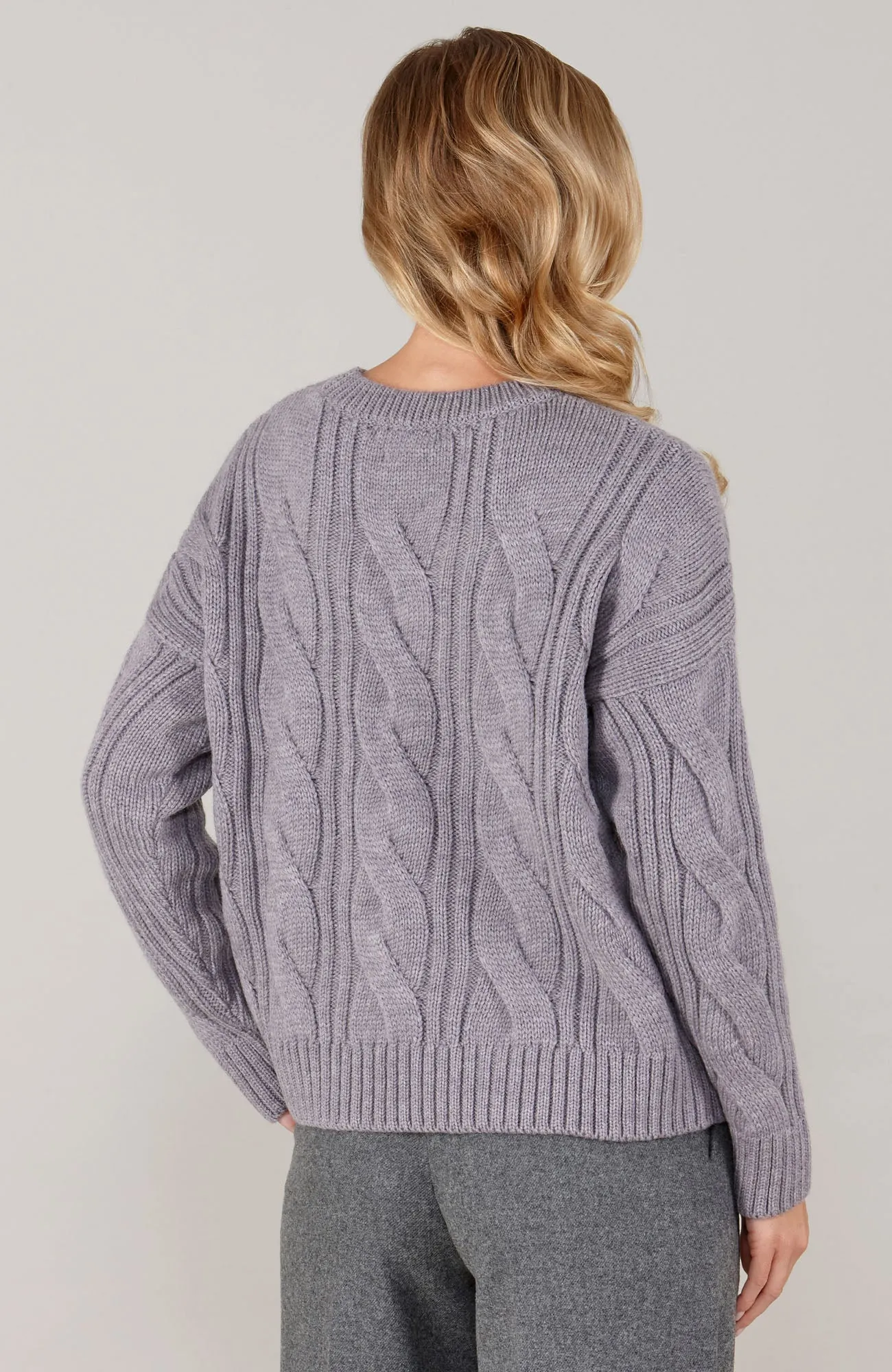 Womens Chunky Merino Wool Cable Jumper