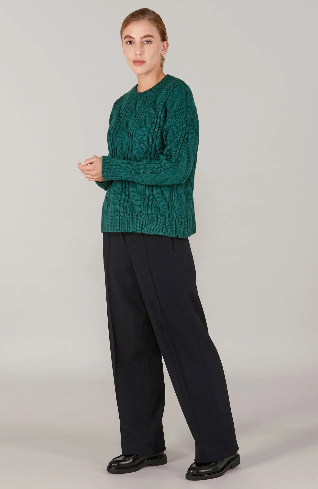 Womens Chunky Merino Wool Cable Jumper