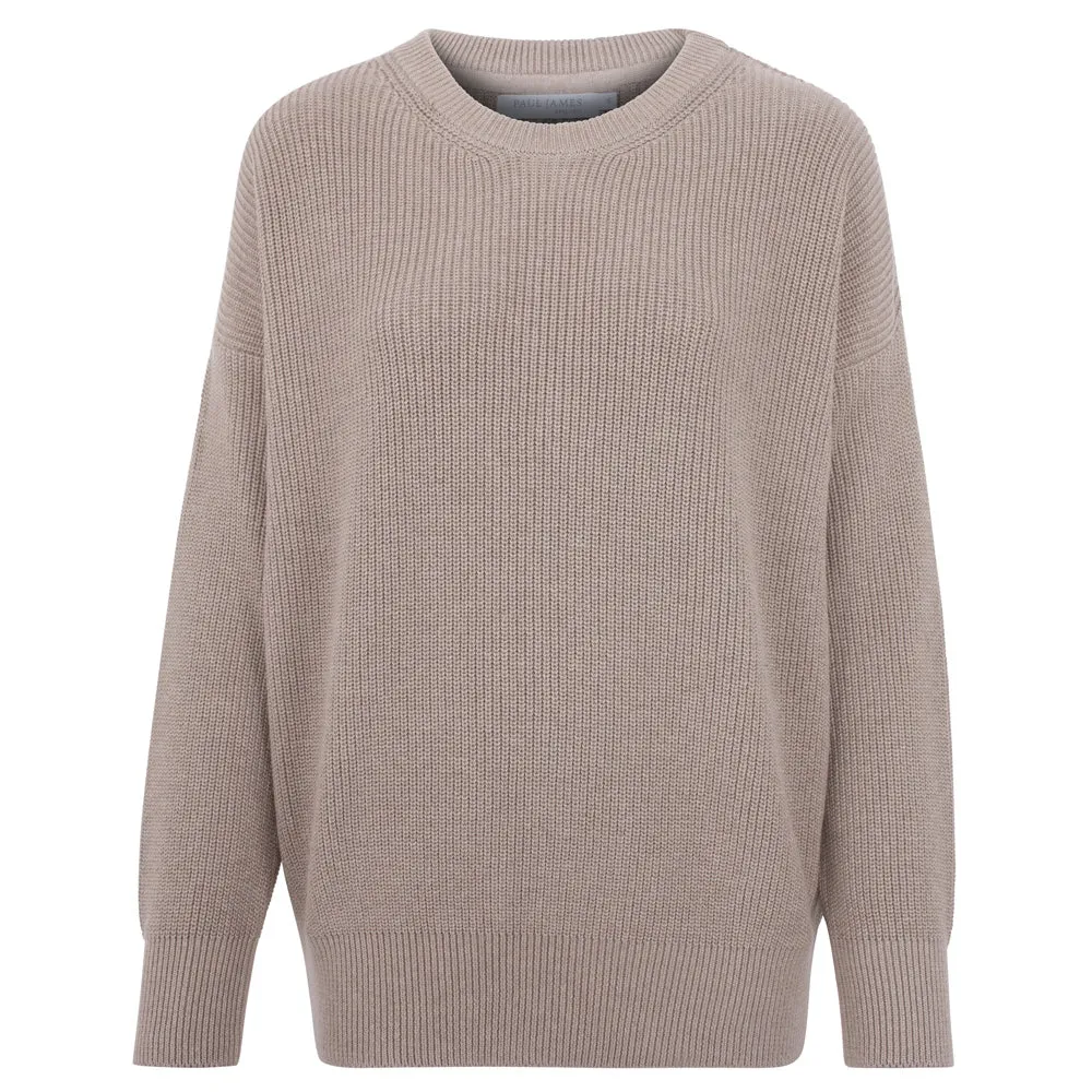 Womens Cotton Ribbed Crew Neck Jumper