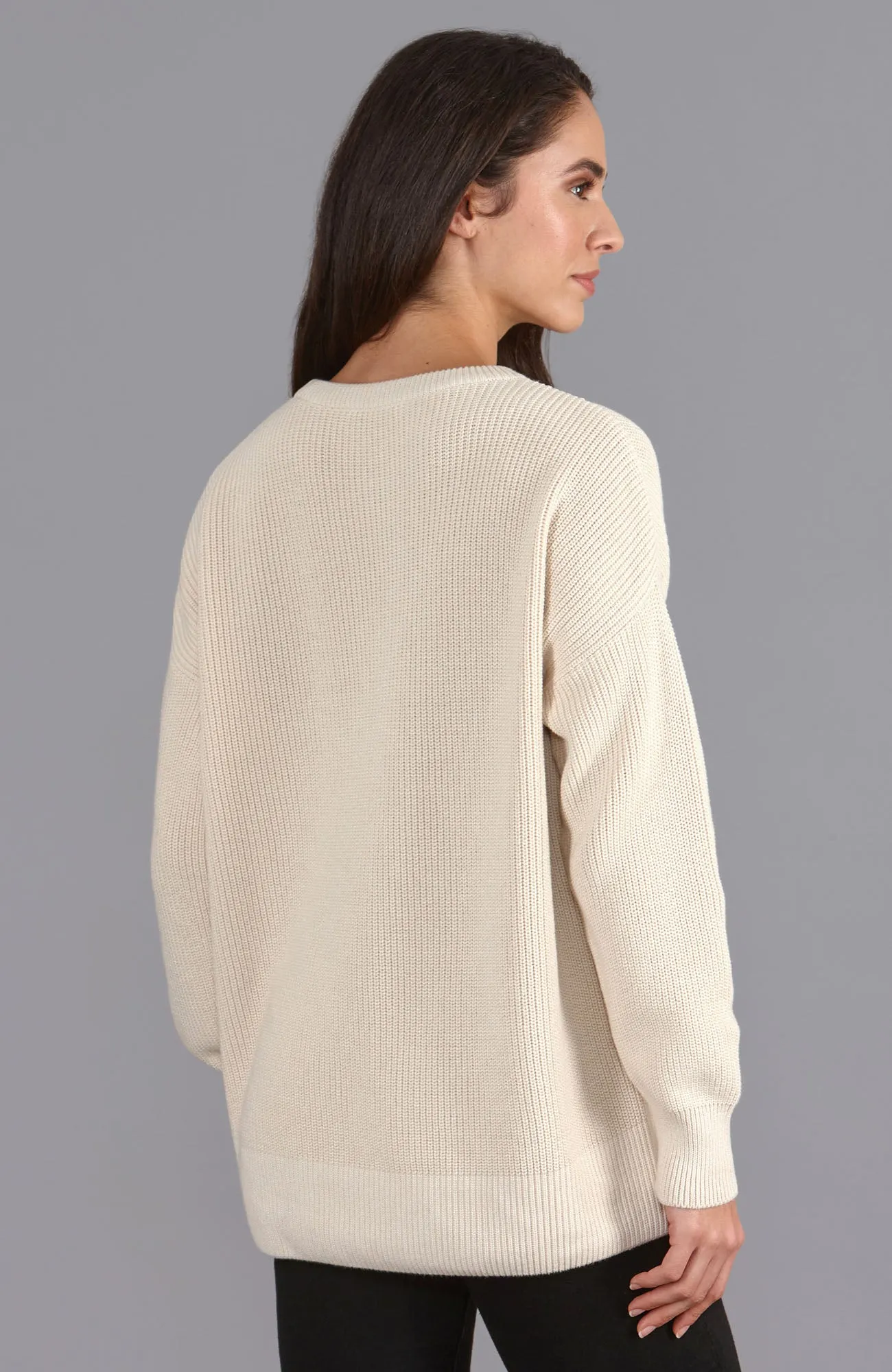 Womens Cotton Ribbed Crew Neck Jumper