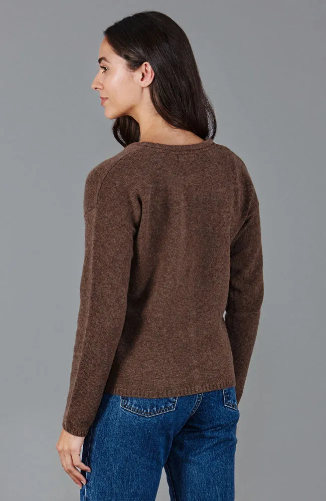 Womens Lambswool Crew Neck Cardigan