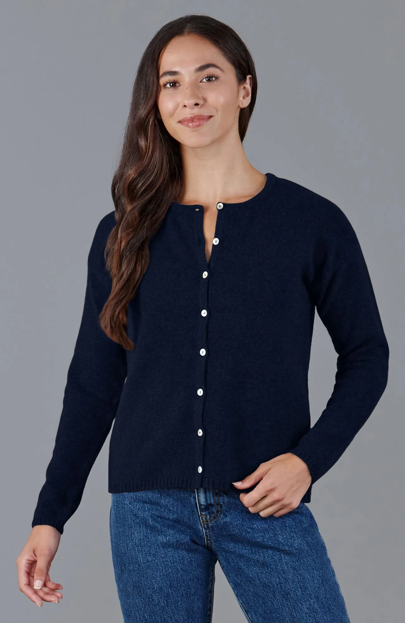 Womens Lambswool Crew Neck Cardigan