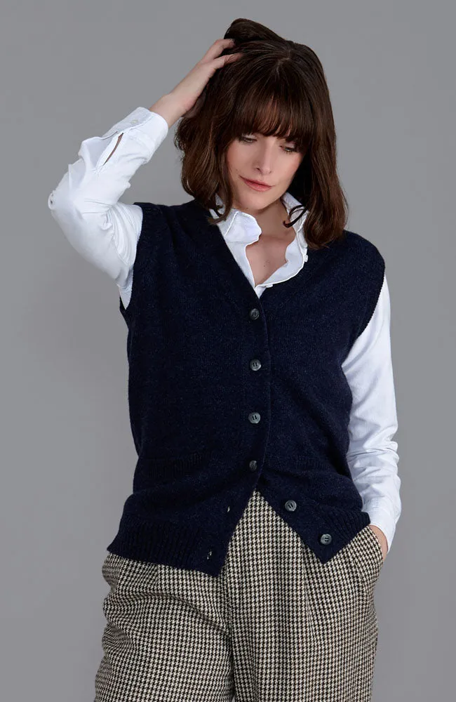 Womens Lambswool V Neck Waistcoat with Pockets