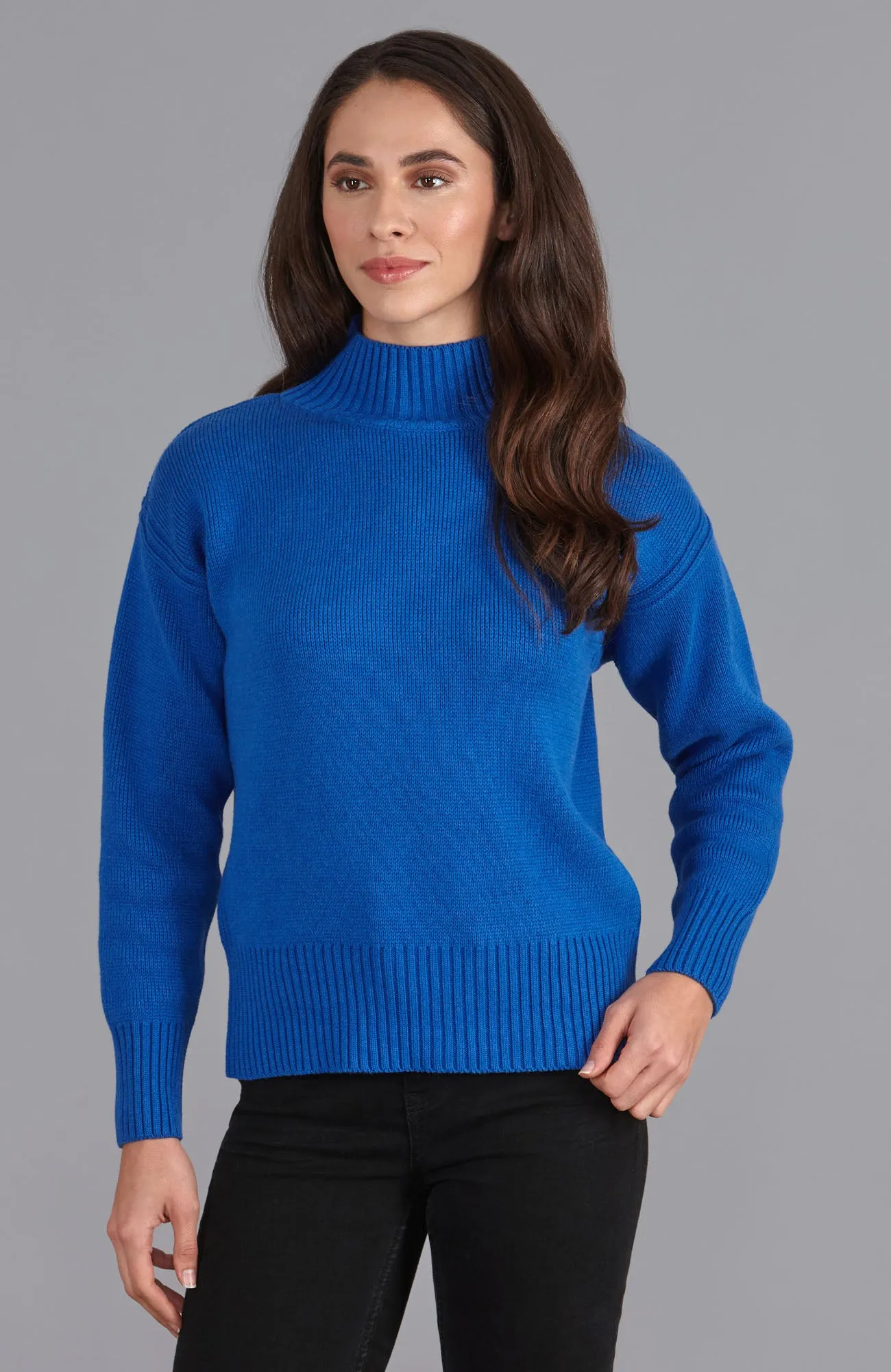 Womens Midweight Cotton Turtleneck Drop Shoulder Jumper