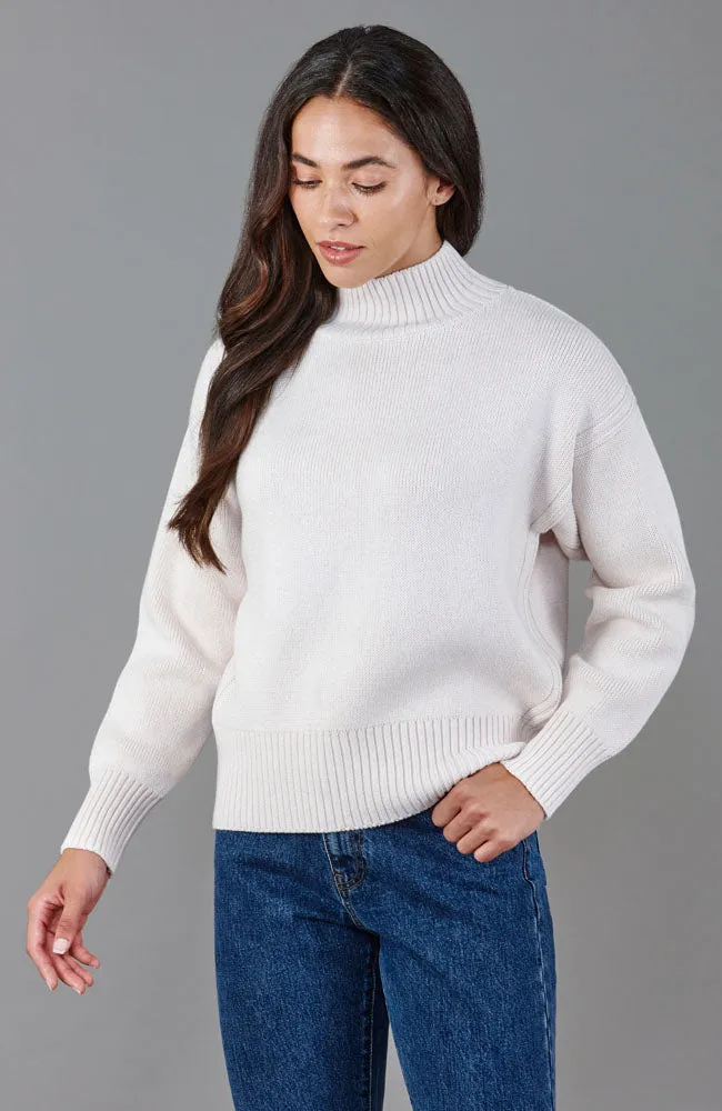 Womens Midweight Cotton Turtleneck Drop Shoulder Jumper