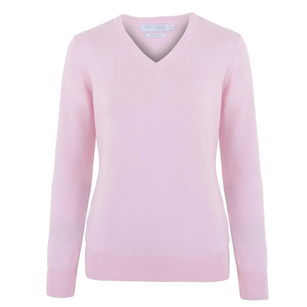 Womens Pure Cotton V-Neck Jumper