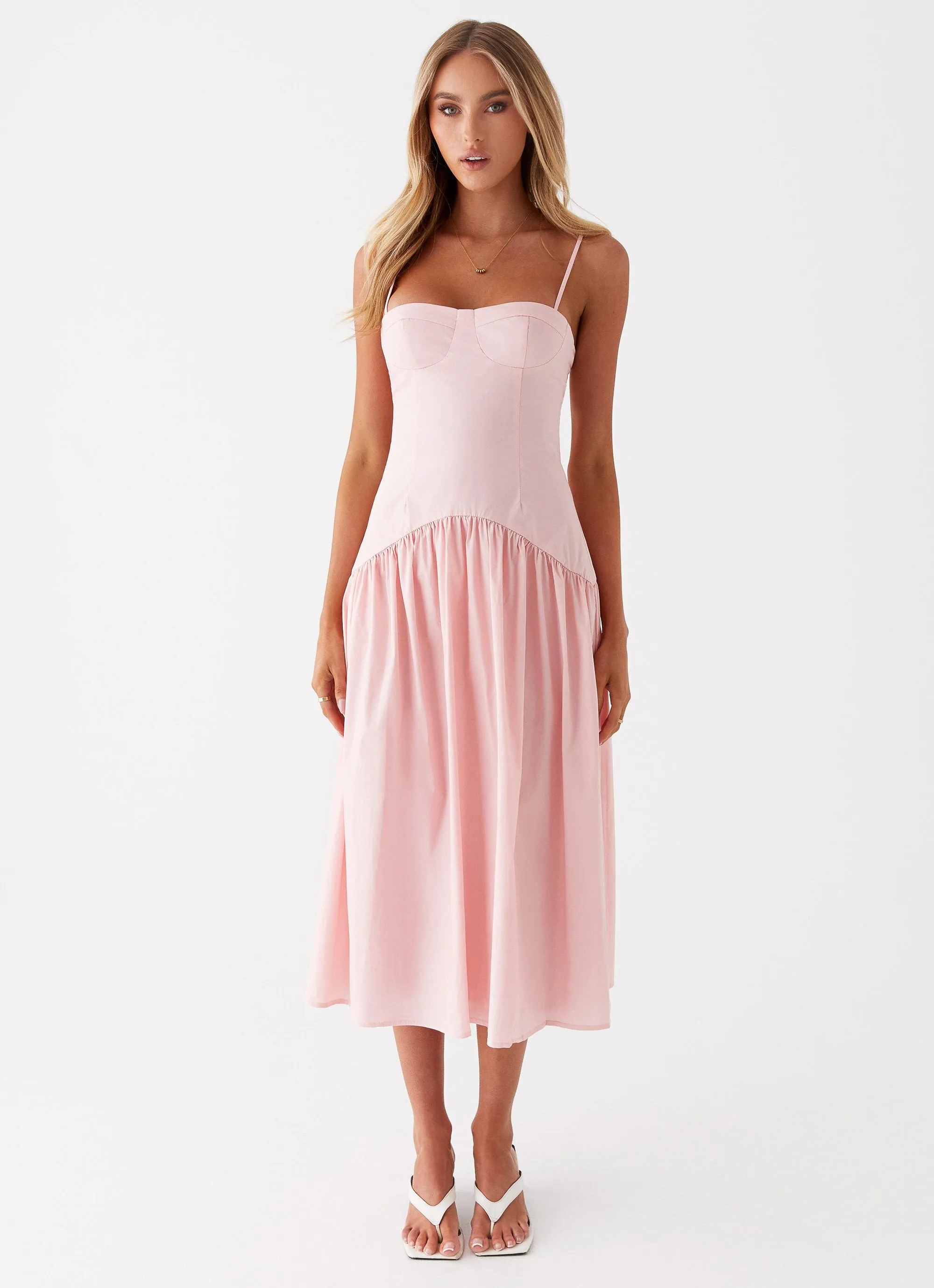 Yvette Corset Midi Dress - Pink