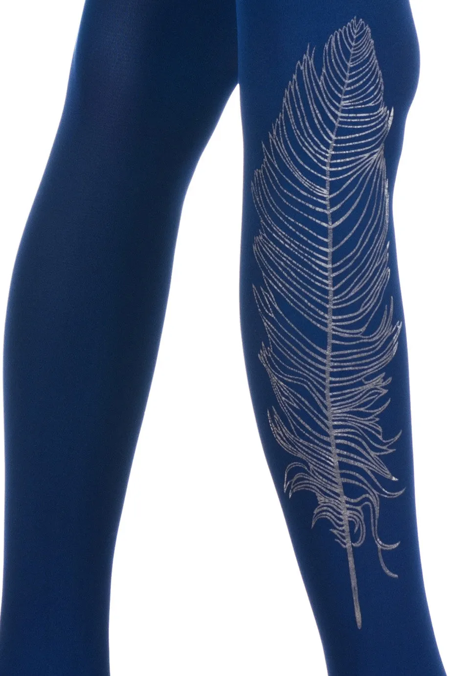 ZOHARA FEATHER Dark Blue Printed Tights